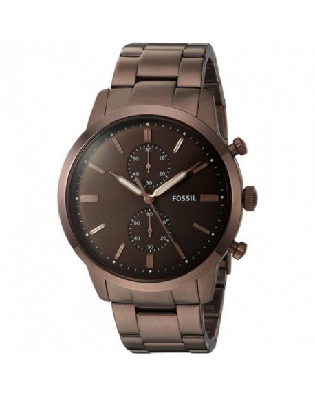 Fossil Homme Montre Chronographe Bracelet Acier Marron FS5347