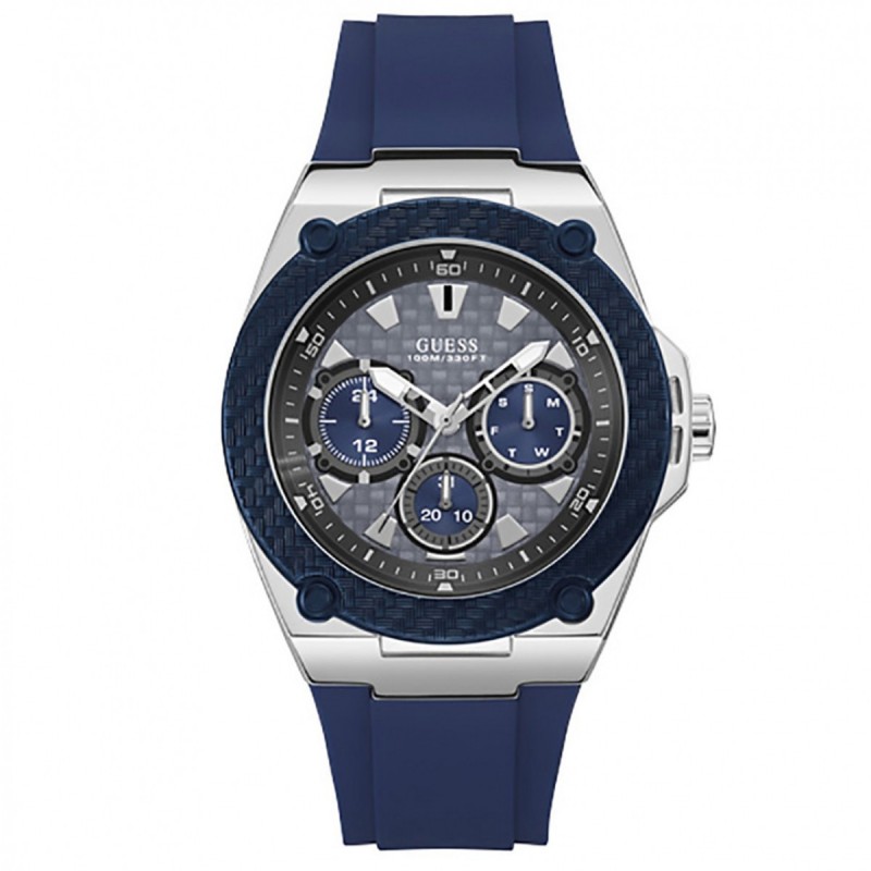 Guess Legacy Montre Homme Multifonction Acier Silicone Bleu W1049G1 Guess Legacy Montre Homme Multifonction Acier Silicone Bleu W1049G1