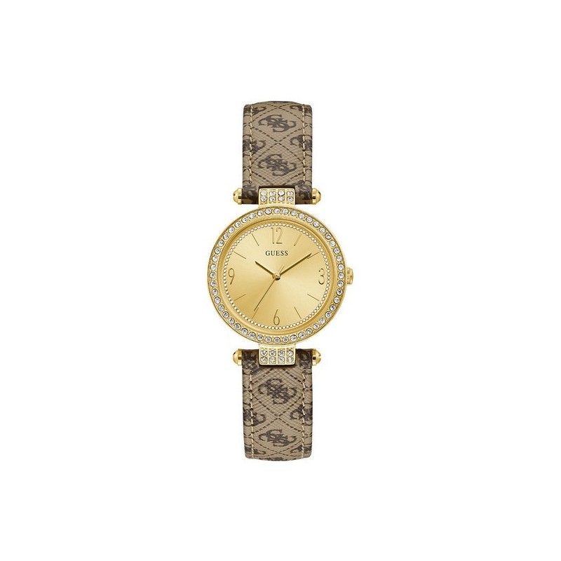 Guess Terrace Montre Femme Acier Doré Cuir Marron W1230L2 Guess Terrace Montre Femme Acier Doré Cuir Marron W1230L2