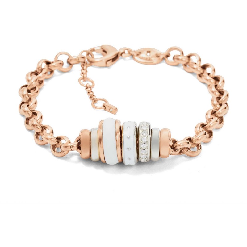 Fossil Femme Bracelet Acier inoxydable Doré Rose Et Résine JF01121998 Fossil Femme Bracelet Acier inoxydable Doré Rose Et Résine JF01121998