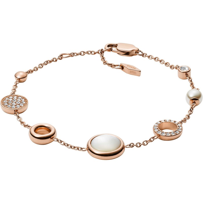 Fossil Femme Bracelet Acier Doré Rose Nacre Et Strass JF02959791 Fossil Femme Bracelet Acier Doré Rose Nacre Et Strass JF02959791