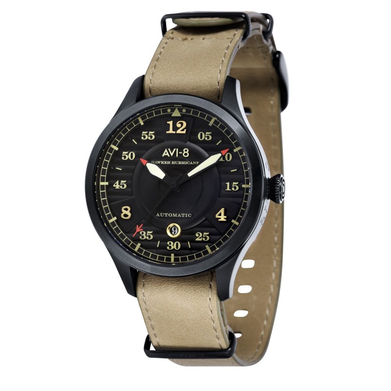 AVI-8 Montre Homme Analogique Automatique Bracelet Cuir véritable Beige - AV-4046-03 AVI-8 Montre Homme Analogique Automatique Bracelet Cuir véritable Beige - AV-4046-03