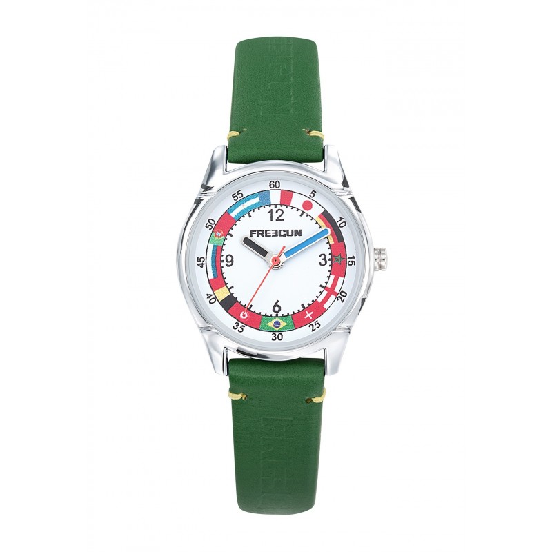 Freegun Montre Garçon Analogique Quartz Bracelet Cuir Vert - EE5243 Freegun Montre Garçon Analogique Quartz Bracelet Cuir Vert - EE5243