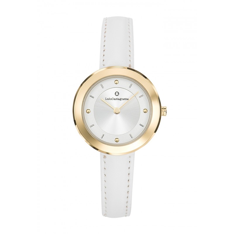 Lulu Castagnette Montre Femme Analogique Quartz Bracelet Cuir Blanc - 38860 Lulu Castagnette Montre Femme Analogique Quartz Bracelet Cuir Blanc - 38860