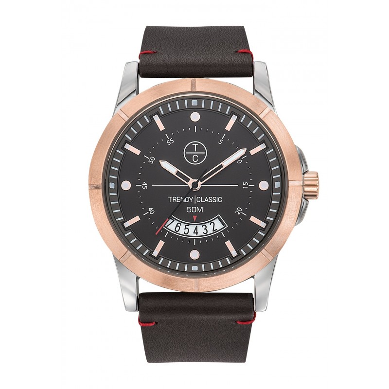 Trendy Classic Montre Homme Analogique Quartz Bracelet Cuir véritable Marron - CB1037-08D Trendy Classic Montre Homme Analogique Quartz Bracelet Cuir véritable Marron - CB1037-08D