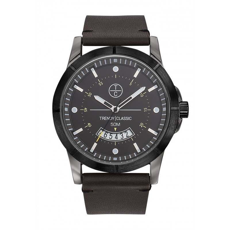 Trendy Classic Montre Homme Analogique Quartz Bracelet Cuir véritable Marron - CB1037-21D Trendy Classic Montre Homme Analogique Quartz Bracelet Cuir véritable Marron - CB1037-21D