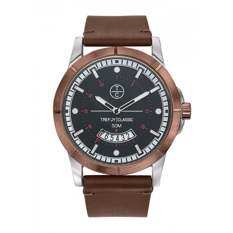 Trendy Classic Montre Homme Analogique Quartz Bracelet Cuir véritable Marron - CB1037-31D Trendy Classic Montre Homme Analogique Quartz Bracelet Cuir véritable Marron - CB1037-31D