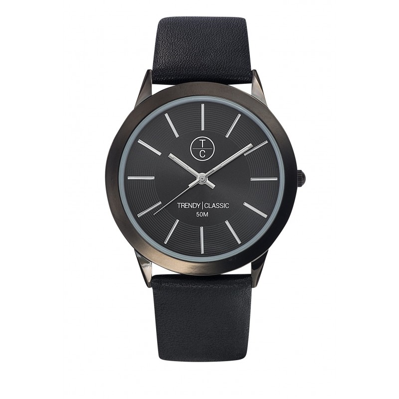 Trendy Classic Montre Homme Analogique Quartz Bracelet Cuir Noir - CC1006-21 Trendy Classic Montre Homme Analogique Quartz Bracelet Cuir Noir - CC1006-21