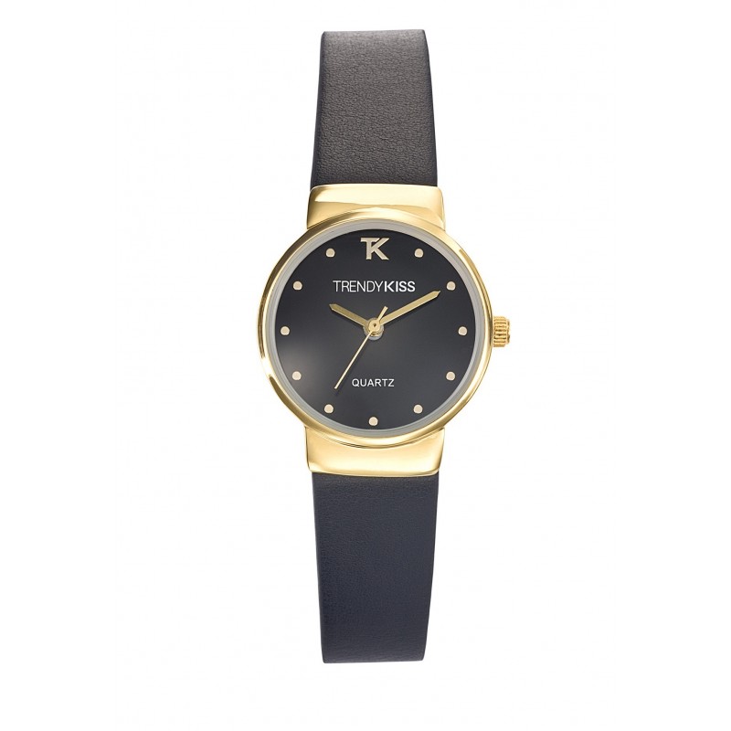 Trendy Kiss Montre Femme Analogique Quartz Bracelet Cuir Noir - TG10065-02 Trendy Kiss Montre Femme Analogique Quartz Bracelet Cuir Noir - TG10065-02