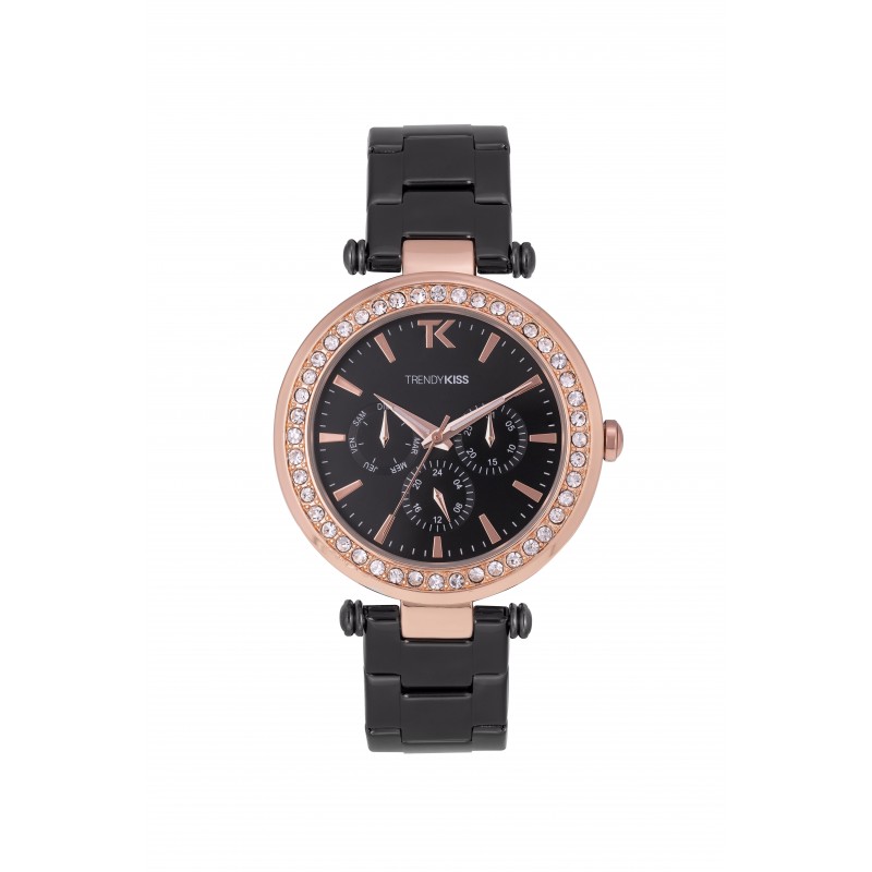 Trendy Kiss Montre Femme Analogique Quartz Bracelet Métal Noir - TM10118-32 Trendy Kiss Montre Femme Analogique Quartz Bracelet Métal Noir - TM10118-32