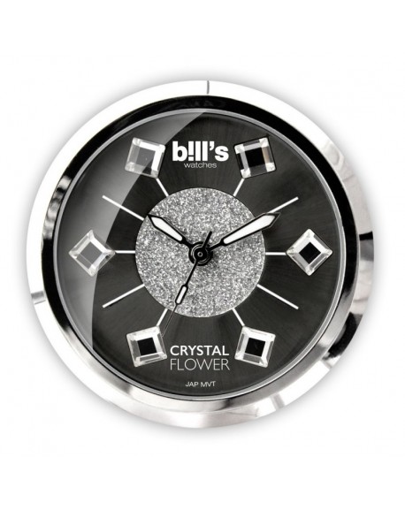 BILL'S WATCHES Cadran Montre Femme Classic Crystal Flower Black - CMB05