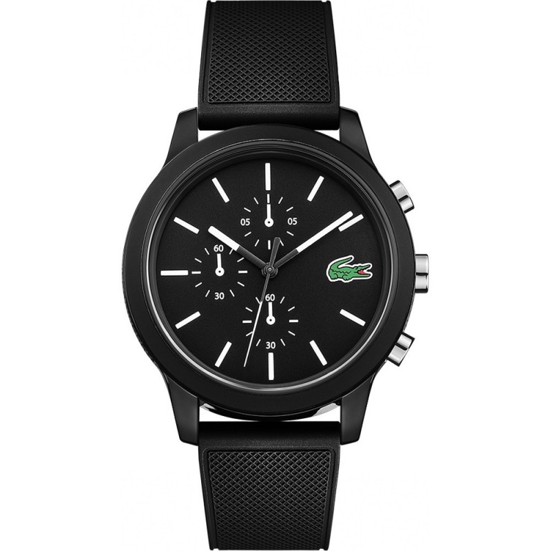Lacoste 12.12 Montre Homme Chronographe Silicone Noir 2010972 Lacoste 12.12 Montre Homme Chronographe Silicone Noir 2010972