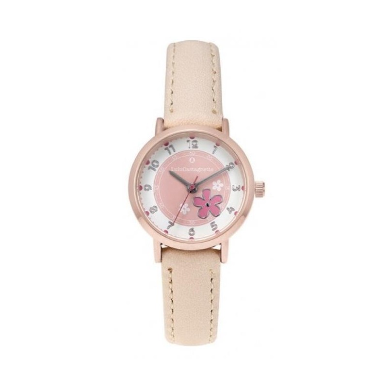 Lulu Castagnette Fleur Montre Fille Cuir Beige - 38900 Lulu Castagnette Fleur Montre Fille Cuir Beige - 38900