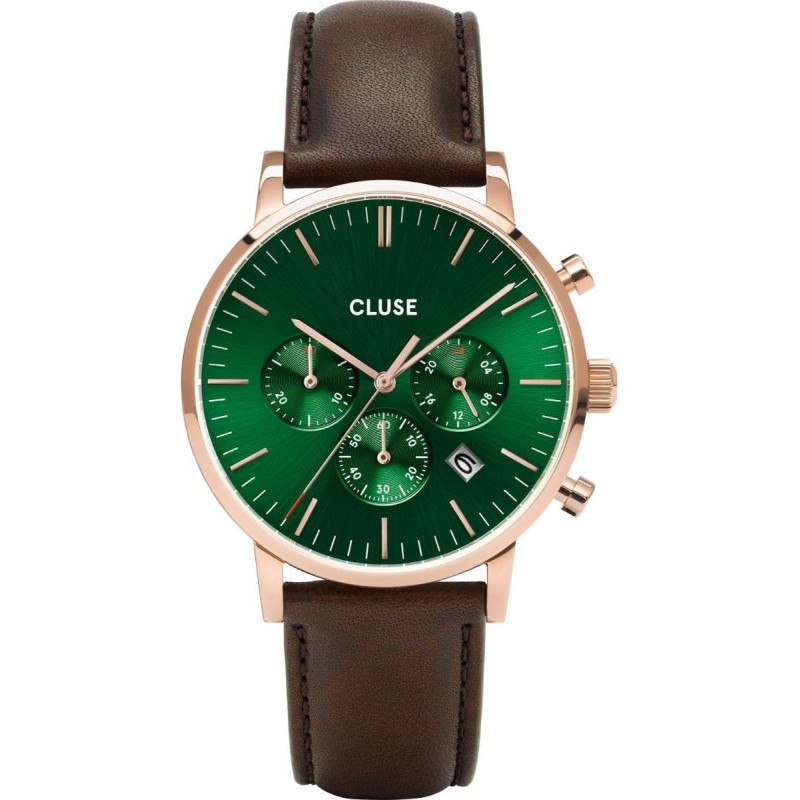CLUSE Aravis Montre Homme Chronographe Acier Cuir Marron CW0101502006