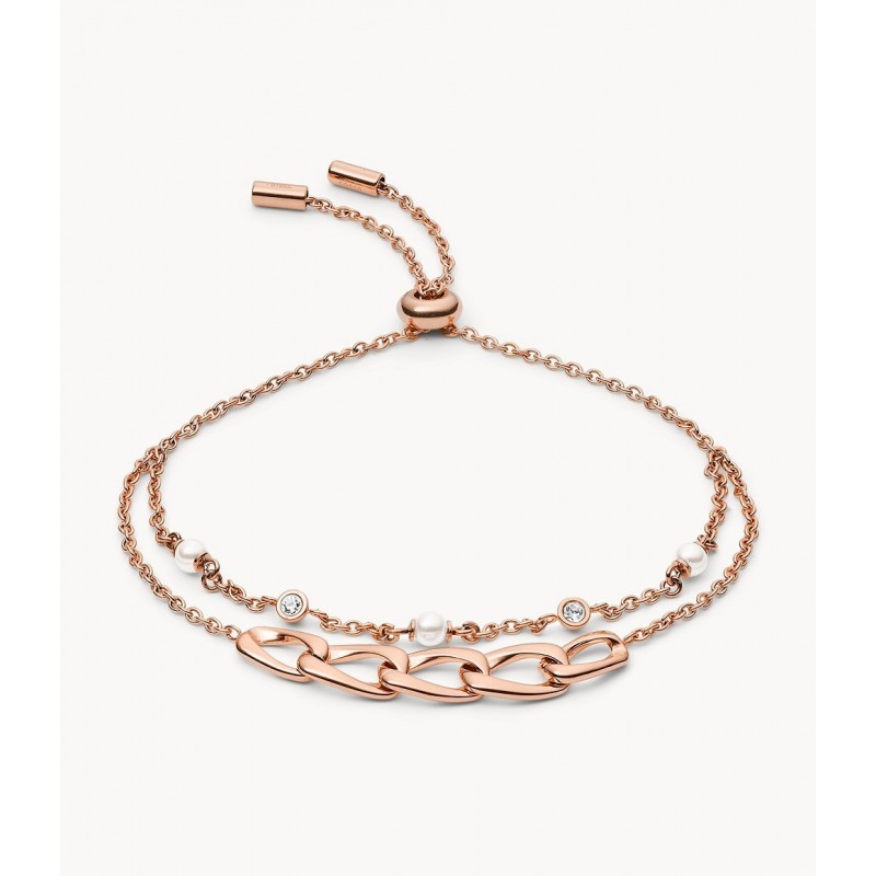 Fossil Femme Bracelet Multi-Rangs Acier Doré Rose JF03349791 Fossil Femme Bracelet Multi-Rangs Acier Doré Rose JF03349791