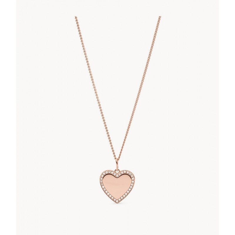 Fossil Femme Collier Pendentif Acier Doré Rose Coeur JF03362791 Fossil Femme Collier Pendentif Acier Doré Rose Coeur JF03362791