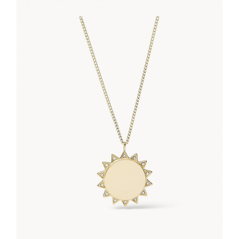 Fossil Femme Collier Pendentif Acier Doré Soleil Et Strass JF03380710 Fossil Femme Collier Pendentif Acier Doré Soleil Et Strass JF03380710