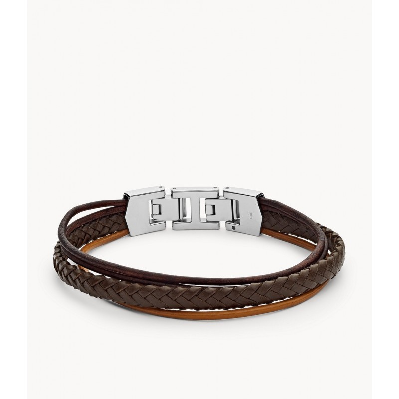 Fossil Homme Bracelet Multi-Rangs Cuir Marron JF03390040 Fossil Homme Bracelet Multi-Rangs Cuir Marron JF03390040