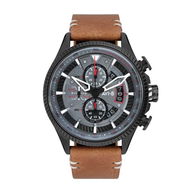 Montre Homme AVI-8 Quartz Chronographe Bracelet Marron Cadran Gris-AV-4064-03 Montre Homme AVI-8 Quartz Chronographe Bracelet Marron Cadran Gris-AV-4064-03