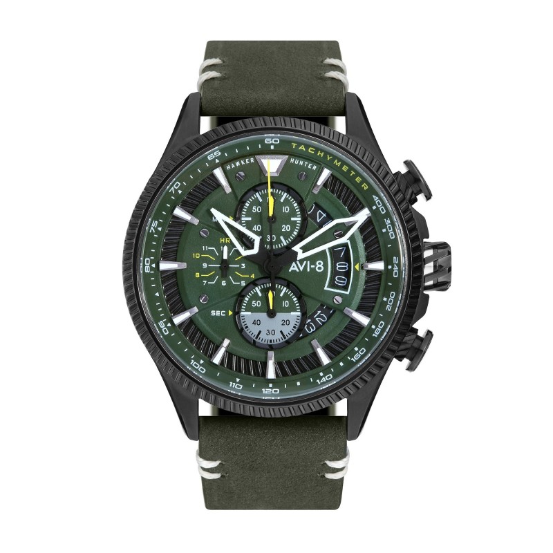 Montre Homme AVI-8 Hawker Hunter Chronographe Dateur Cadran Vert Lunette Noire AV-4064-02 Montre Homme AVI-8 Hawker Hunter Chronographe Dateur Cadran Vert Lunette Noire AV-4064-02