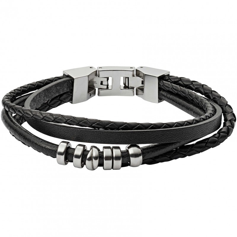 Fossil Homme Bracelet Multi-Rangs Cuir Noir JF03183040 Fossil Homme Bracelet Multi-Rangs Cuir Noir JF03183040