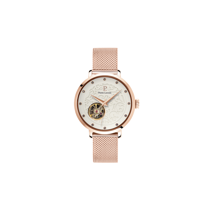 Pierre Lannier Eolia Automatic Montre Femme Acier Doré Rose Milanais 310F908 Pierre Lannier Eolia Automatic Montre Femme Acier Doré Rose Milanais 310F908