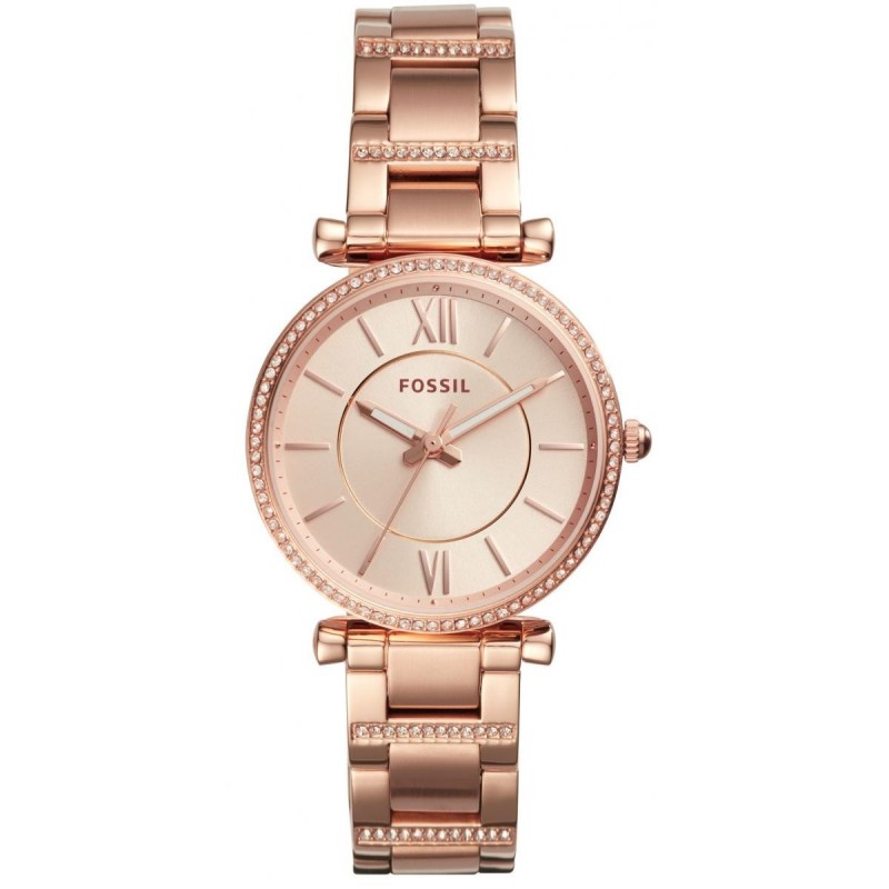 Fossil Carlie Femme Montre Analogique Acier Doré Rose ES4301 Fossil Carlie Femme Montre Analogique Acier Doré Rose ES4301