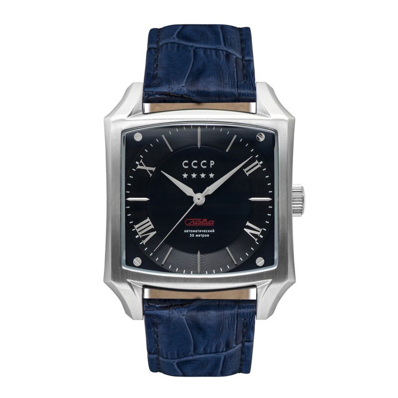 CCCP Montre Homme Automatique Spasskaya Cadran Noir Bracelet Bleu-CP-7054-01 CCCP Montre Homme Automatique Spasskaya Cadran Noir Bracelet Bleu-CP-7054-01