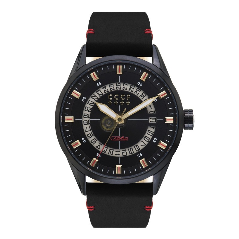 CCCP Montre Homme Automatique Dateur Golden Soviet Submarine Cadran Noir Bracelet Noir-CP-7032-07 CCCP Montre Homme Automatique Dateur Golden Soviet Submarine Cadran Noir Bracelet Noir-CP-7032-07