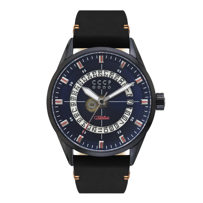 CCCP Montre Homme Automatique Dateur Golden Soviet Submarine Cadran Bleu Bracelet Noir-CP-7032-08 CCCP Montre Homme Automatique Dateur Golden Soviet Submarine Cadran Bleu Bracelet Noir-CP-7032-08