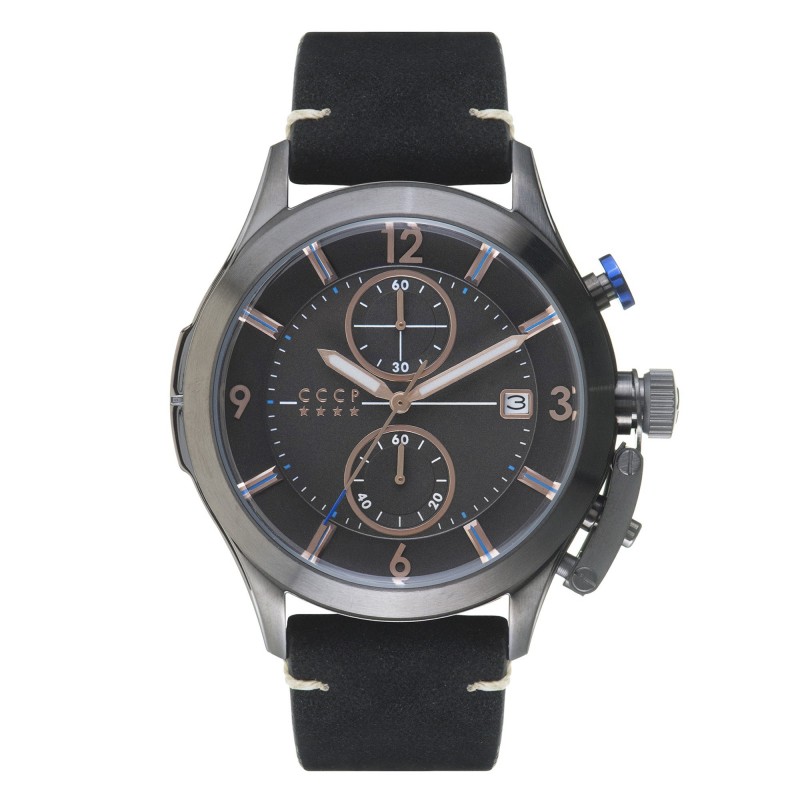 CCCP Montre Homme Quartz Chronographe Shchuka Cadran Gris Bracelet Noir-CP-7033-06 CCCP Montre Homme Quartz Chronographe Shchuka Cadran Gris Bracelet Noir-CP-7033-06