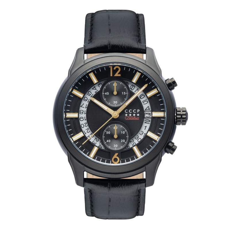 CCCP Montre Homme Quartz Chronographe Balaklava Cadran Noir Bracelet Noir-CP-7038-09 CCCP Montre Homme Quartz Chronographe Balaklava Cadran Noir Bracelet Noir-CP-7038-09