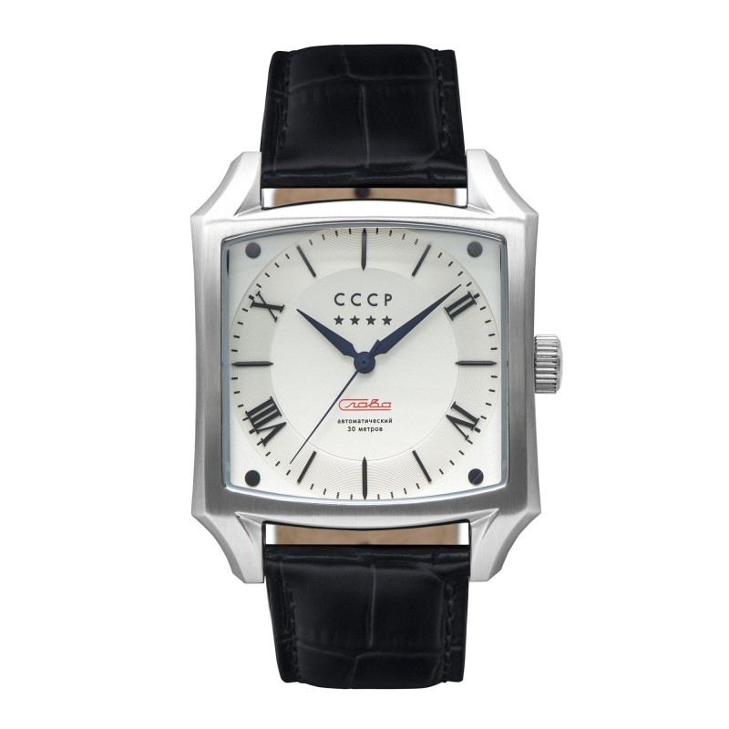 CCCP Montre Homme Automatique Spasskaya Cadran Blanc Bracelet Noir-CP-7054-02 CCCP Montre Homme Automatique Spasskaya Cadran Blanc Bracelet Noir-CP-7054-02