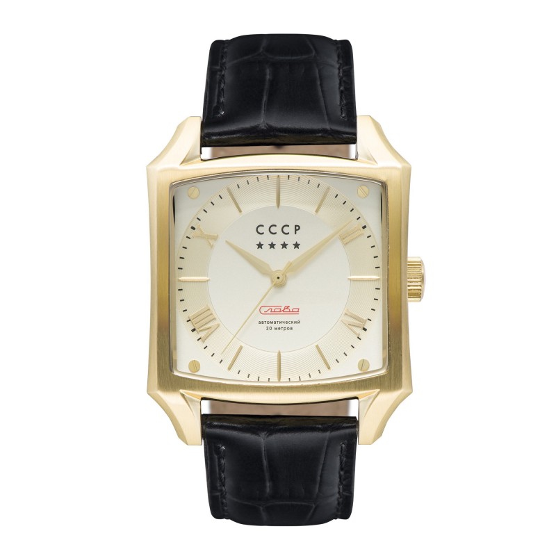 CCCP Montre Homme Automatique Spasskaya Cadran Doré Bracelet Noir-CP-7054-04 CCCP Montre Homme Automatique Spasskaya Cadran Doré Bracelet Noir-CP-7054-04