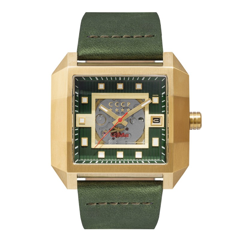 CCCP Montre Homme Automatique Dateur Chakhava Cadran Vert Bracelet Vert-CP-7058-03 CCCP Montre Homme Automatique Dateur Chakhava Cadran Vert Bracelet Vert-CP-7058-03