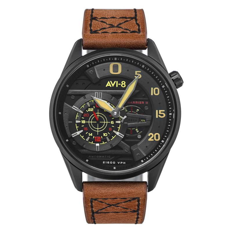 AVI-8 Montre Homme Automatique Hawker Harrier II Cadran Noir Bracelet Marron-AV-4070-04 AVI-8 Montre Homme Automatique Hawker Harrier II Cadran Noir Bracelet Marron-AV-4070-04