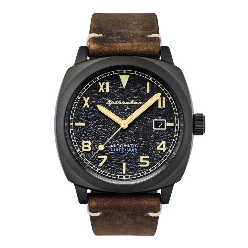 Spinnaker Montre Homme Automatique Dateur Hull California Cadran Noir Bracelet Marron-SP-5071-03 Spinnaker Montre Homme Automatique Dateur Hull California Cadran Noir Bracelet Marron-SP-5071-03