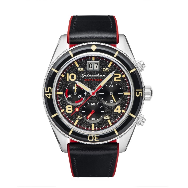 Spinnaker Montre Homme Quartz Chronographe Fleuss Chrono Cadran Noir Bracelet Noir-SP-5085-01 Spinnaker Montre Homme Quartz Chronographe Fleuss Chrono Cadran Noir Bracelet Noir-SP-5085-01
