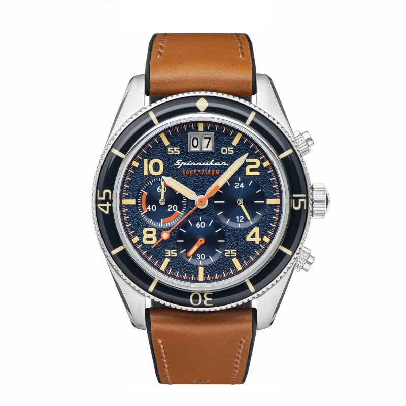 Spinnaker Montre Homme Quartz Chronographe Fleuss Chrono Cadran Bleu Bracelet Marron-SP-5085-02 Spinnaker Montre Homme Quartz Chronographe Fleuss Chrono Cadran Bleu Bracelet Marron-SP-5085-02