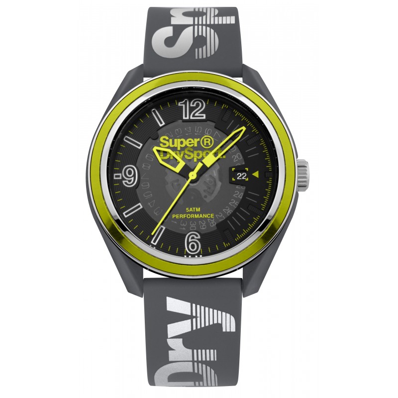 SuperDry Montre Homme Quartz Osaka Sport Cadran Noir Bracelet Gris-SYG250E SuperDry Montre Homme Quartz Osaka Sport Cadran Noir Bracelet Gris-SYG250E