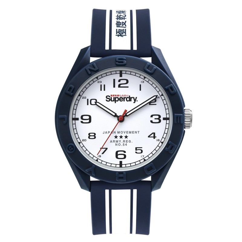 SuperDry Montre Homme Quartz Osaka Utility Cadran Blanc Bracelet Bleu-SYG305UW SuperDry Montre Homme Quartz Osaka Utility Cadran Blanc Bracelet Bleu-SYG305UW
