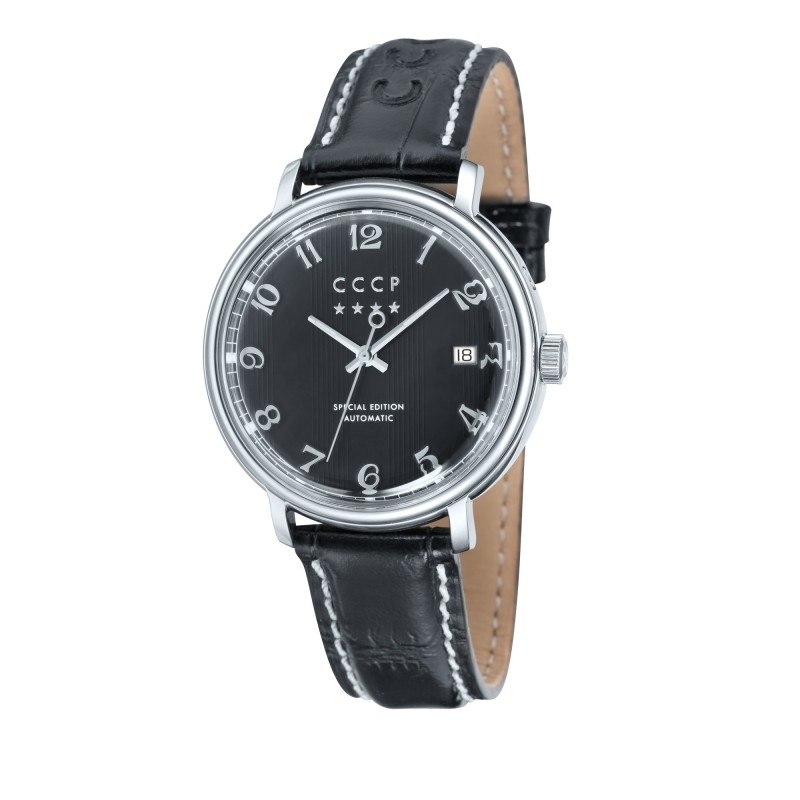 CCCP Montre Homme Automatique Dateur Heritage Cadran Noir Bracelet Noir-CP-7021-01 CCCP Montre Homme Automatique Dateur Heritage Cadran Noir Bracelet Noir-CP-7021-01