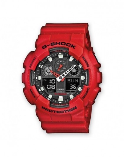 Montre Casio Homme G-Shock Chrono Résine Rouge GA100B-4AER Sport - 200 Mètres