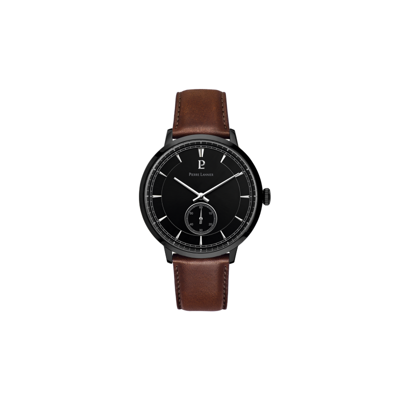 Pierre Lannier Allure Homme Acier Noir Cuir Marron 242C434