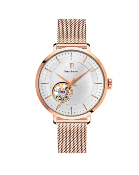 Pierre Lannier Automatic Montre Femme Acier Doré Rose Milanais 307F928