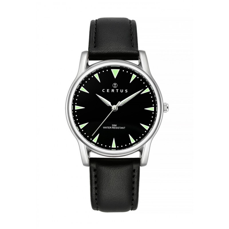 Certus Montre Homme Acier Cuir Noir 610644