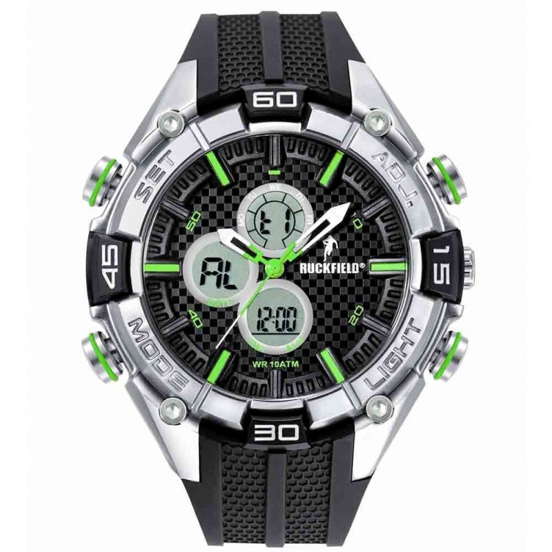 Ruckfield Montre Homme Double Affichage Silicone Noir 685096 Ruckfield Montre Homme Double Affichage Silicone Noir 685096