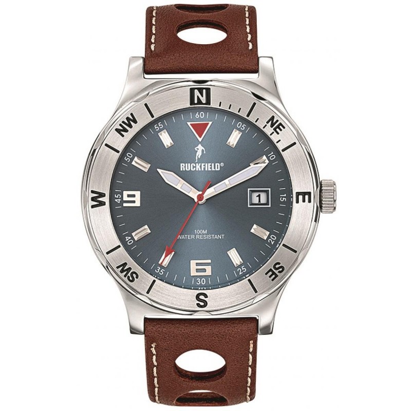 Ruckfield Montre Homme Acier Cuir Marron 685010 Ruckfield Montre Homme Acier Cuir Marron 685010
