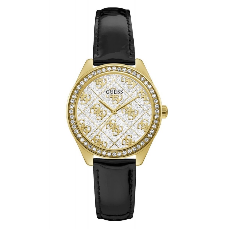 Guess Sugar Montre Femme Acier Doré Cuir Noir GW0098L3 Guess Sugar Montre Femme Acier Doré Cuir Noir GW0098L3