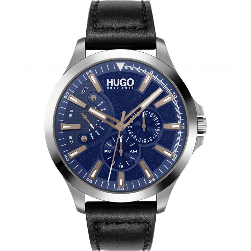 HUGO BOSS Leap Montre Homme Multifonctions Acier Cuir Noir 1530172 HUGO BOSS Leap Montre Homme Multifonctions Acier Cuir Noir 1530172
